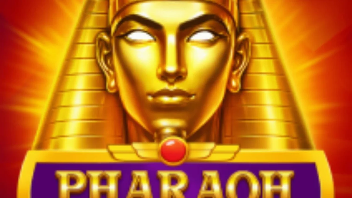 Interface do jogo de slot Pharaoh Luck com tema egípcio